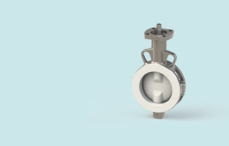 SS wafer type fluorine lined butterfly valve